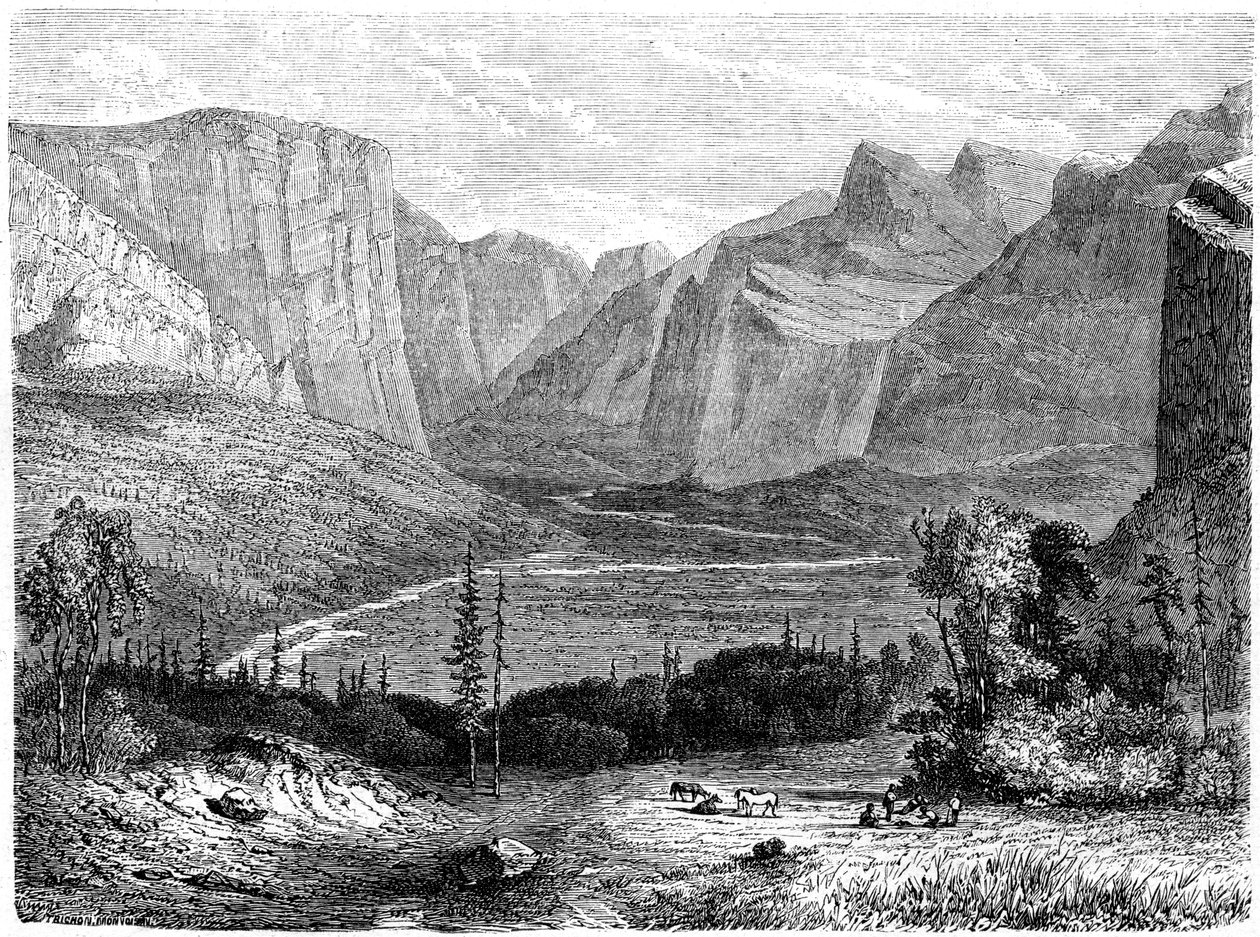 Yosemite Valley, Kalifornia, 19. század. alkotó: Paul Huet