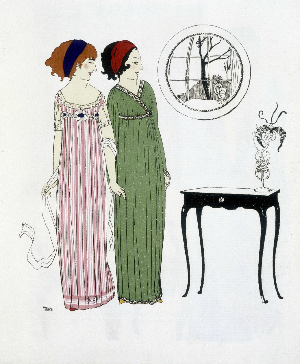 Paul Poiret alkotása a „Les Dresses de Paul Poiret”-ből, Paul Iribe rajza. 1908 alkotó: Paul Iribe