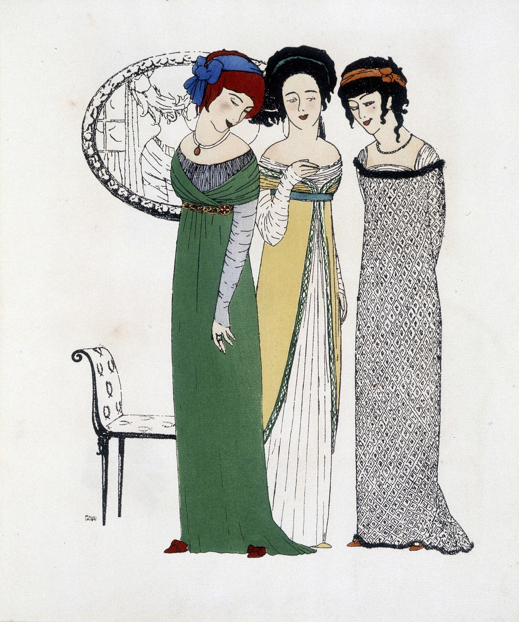Paul Poiret alkotása a „Les Dresses de Paul Poiret” című filmből, Paul Iribe rajza. 1908 alkotó: Paul Iribe