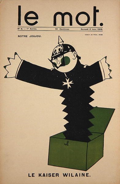 Notre Joujou, Le Kaiser Wilaine, a Le Mot első borítója, 1915. január 2. (színes litó) alkotó: Paul Iribe