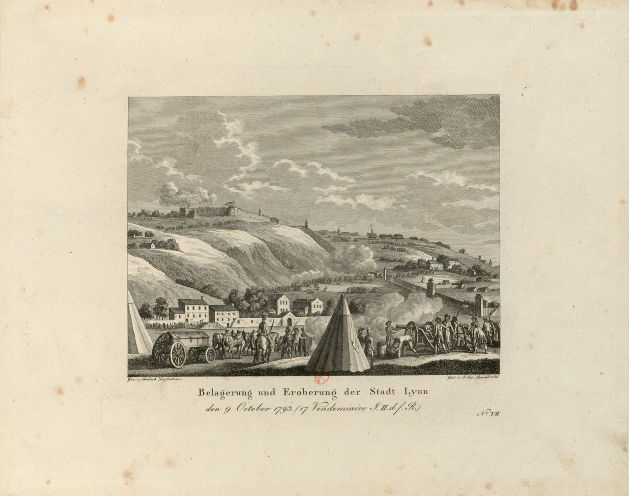 Lyon város ostroma és elfoglalása: 1793. október 9., 1816-1818. alkotó: Paul Jacob Laminit