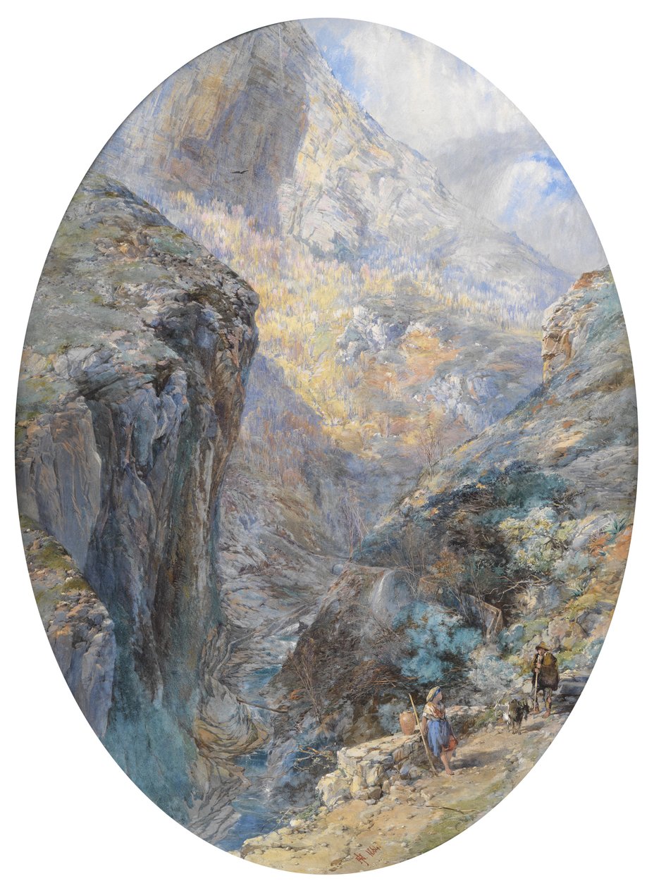 Amalfi közelében, La Vallée des Moulins, 1864 (a wc testszínnel kiemelve) alkotó: Paul Jacob Naftel