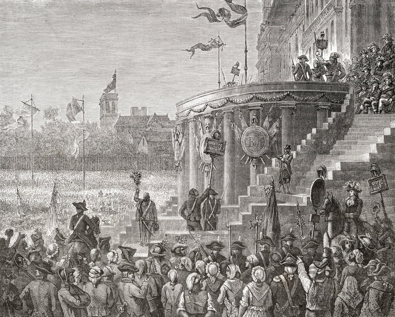 A Legfelsőbb Lény ünnepe, 1794. június 8., Louis Blanc (1811-82) 1847-62 „Histoire de la Revolution Francaise” című művéből alkotó: Paul Jonnard