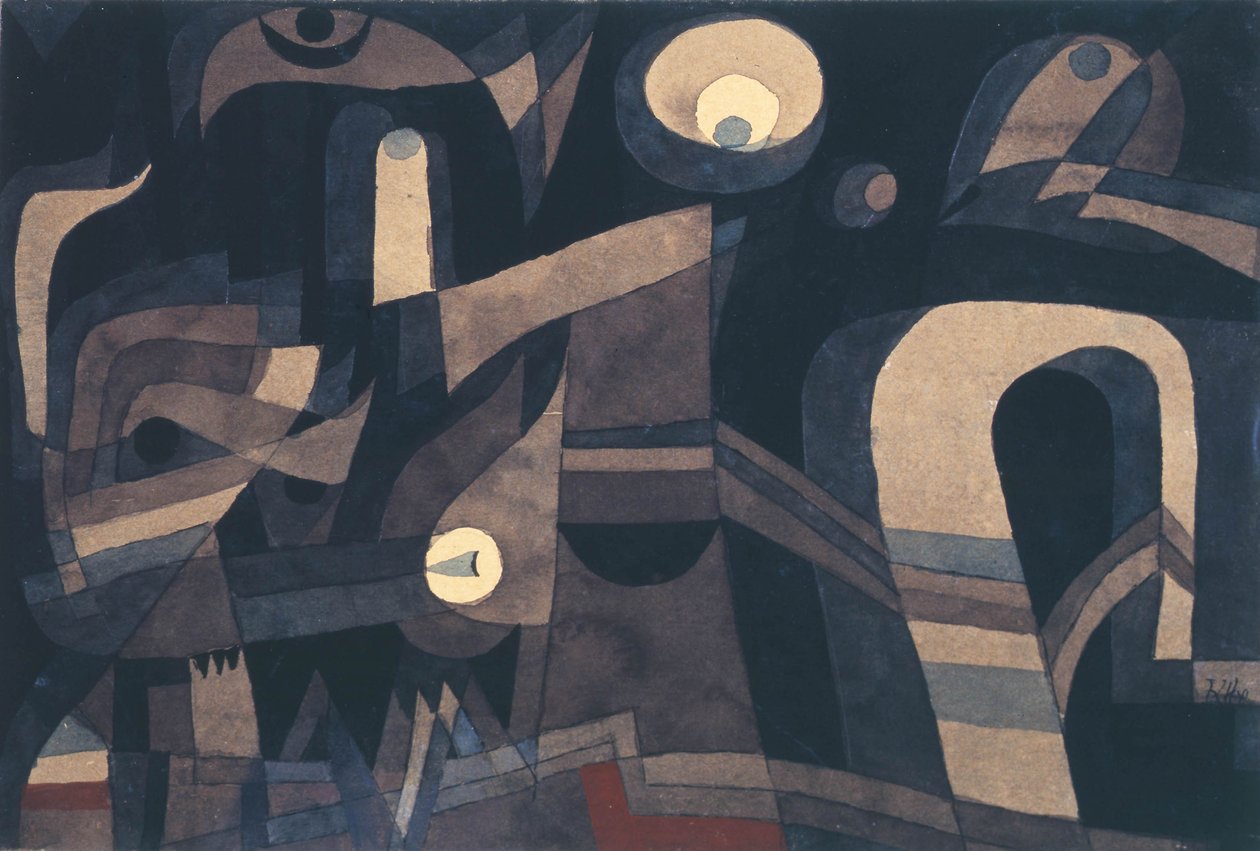 Éjjel zöld-indiai vörös, komor, 1921. alkotó: Paul Klee