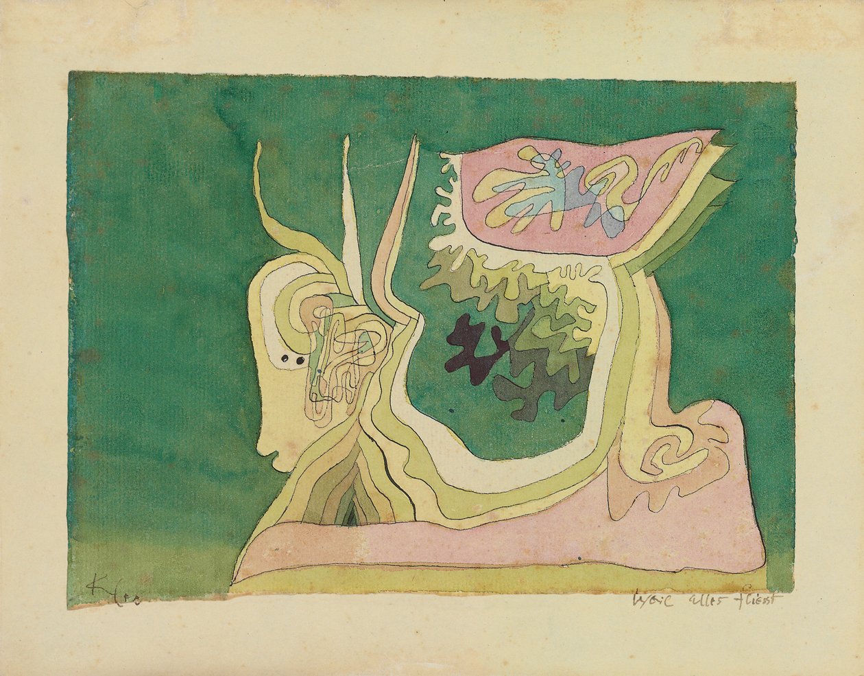 Mert Minden Folyik; Weil Alles Fliesst, 1929 körül (akvarell, toll és tinta papíron) alkotó: Paul Klee