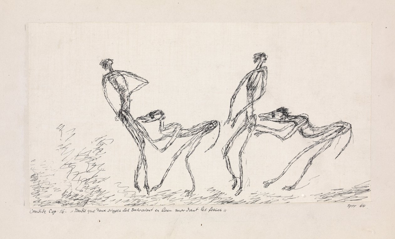 Candide, 16. fejezet. Miközben két majom követte őket a fenekükre harapva, 1911. alkotó: Paul Klee