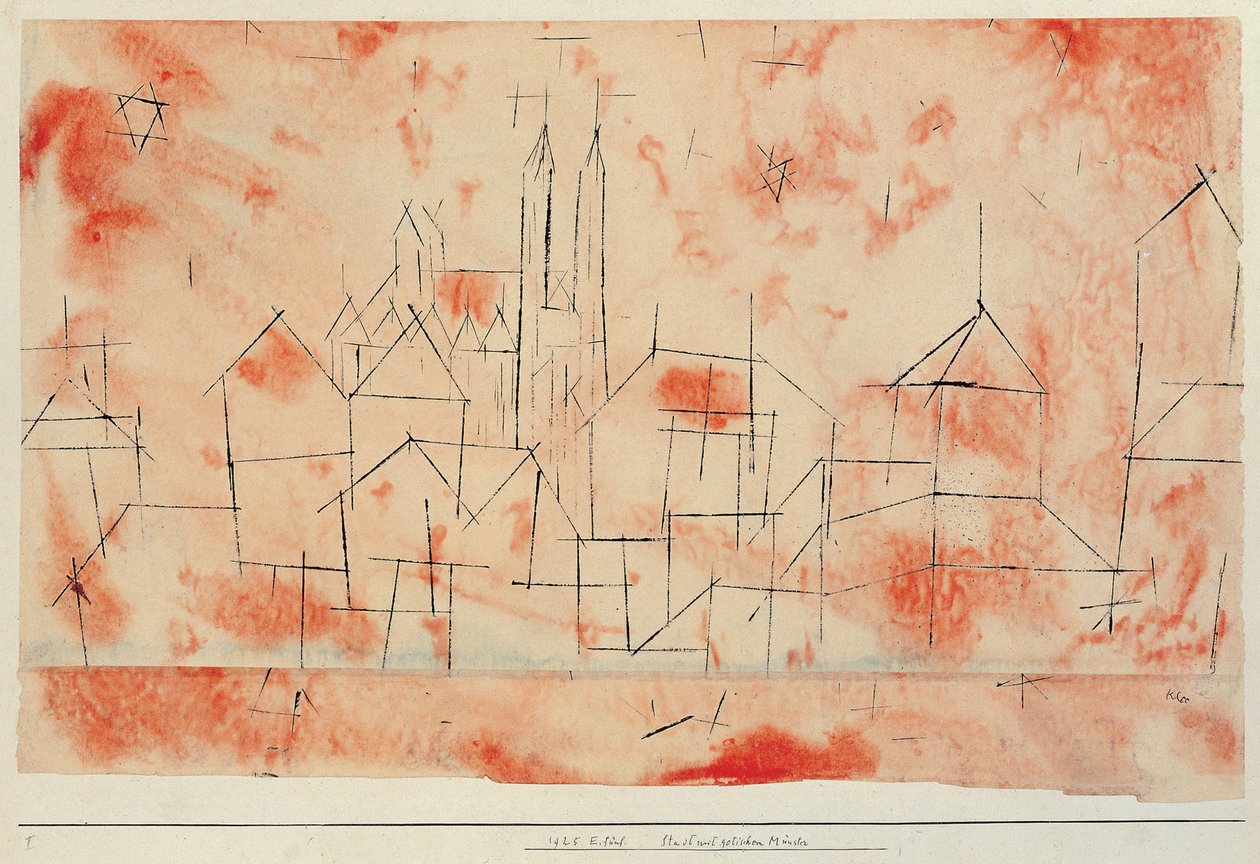 Város gótikus katedrálissal, 1925. alkotó: Paul Klee