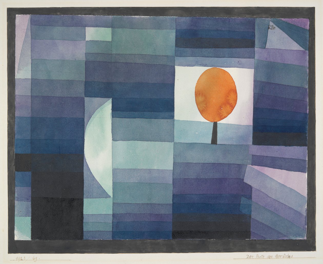 Az ősz hírnöke [zöld/ibolya árnyalat narancssárga akcentussal] alkotó: Paul Klee