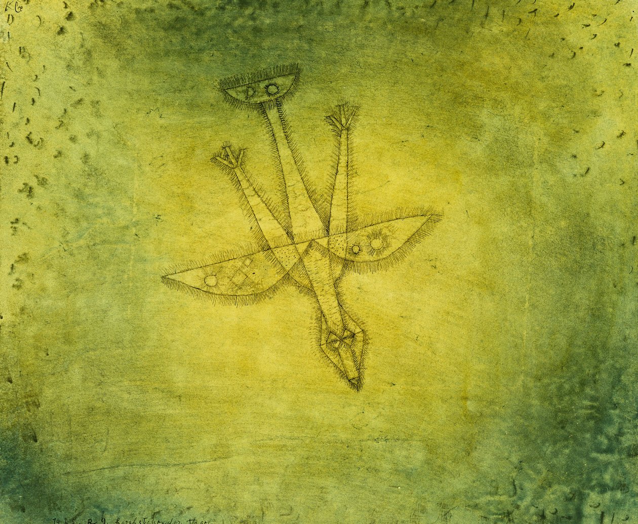 Le a nyugtalanító madárra; Herabstossender Vogel alkotó: Paul Klee