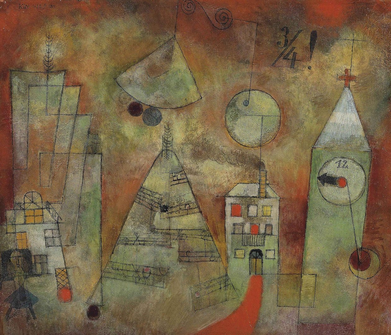 Sorsdöntő óra negyed tizenkettőkor Sorsdöntő óra negyed tizenkettőkor, 1922. alkotó: Paul Klee