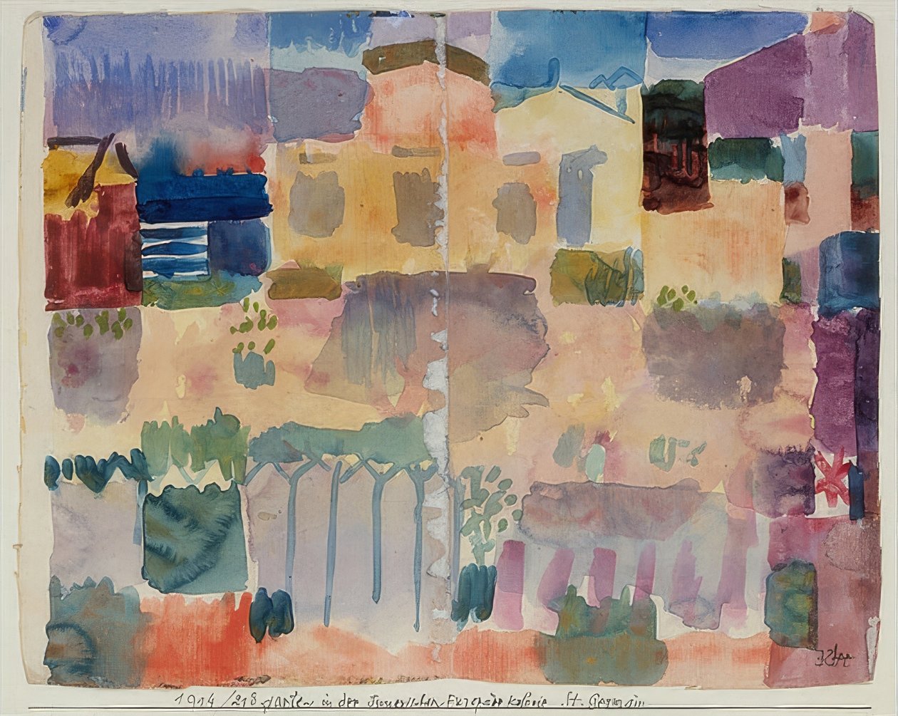 Kert St. Germainben, az európai negyedben Tunisz közelében. 1914 alkotó: Paul Klee