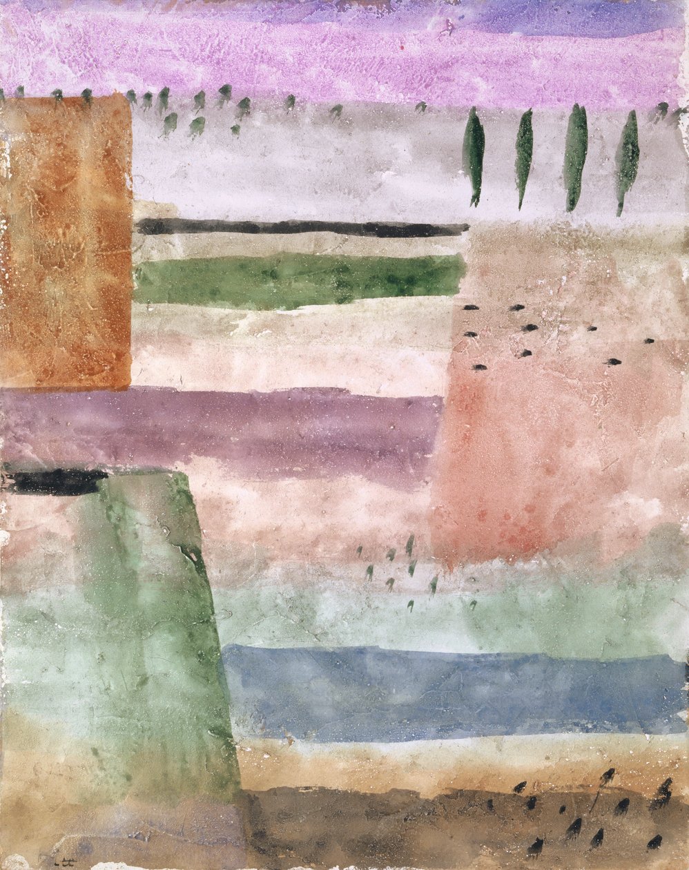 Táj nyárfákkal, 1929. alkotó: Paul Klee