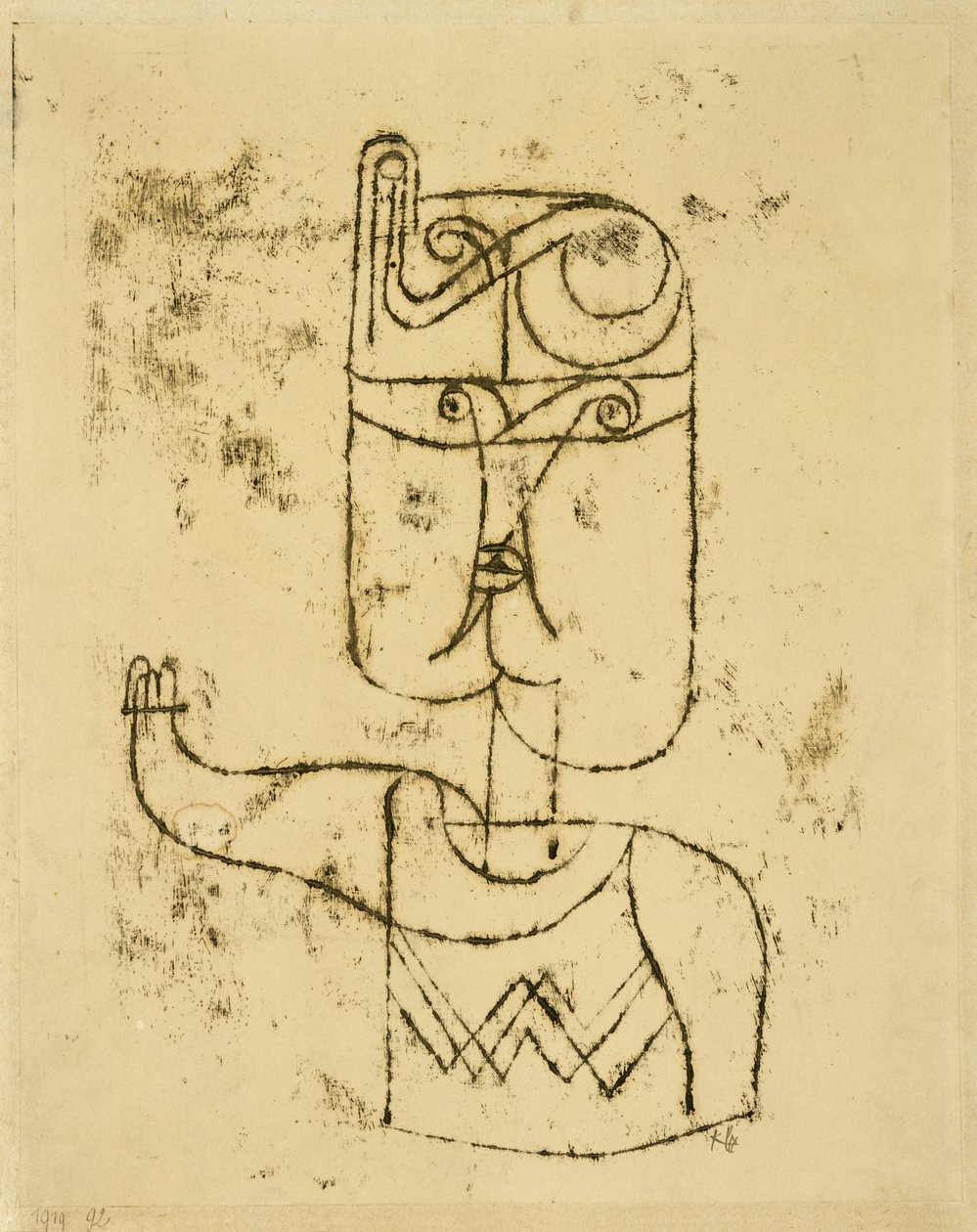 Matematikai kép. 1919 (olajtranszfer rajz papírra, kartonra szerelve) alkotó: Paul Klee