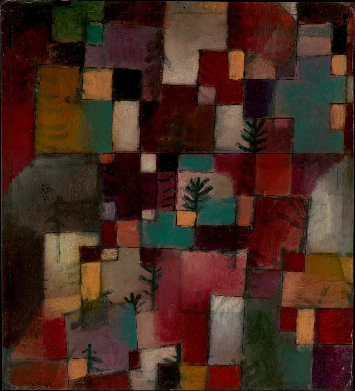 Vöröszöld és lila-sárga ritmusok alkotó: Paul Klee