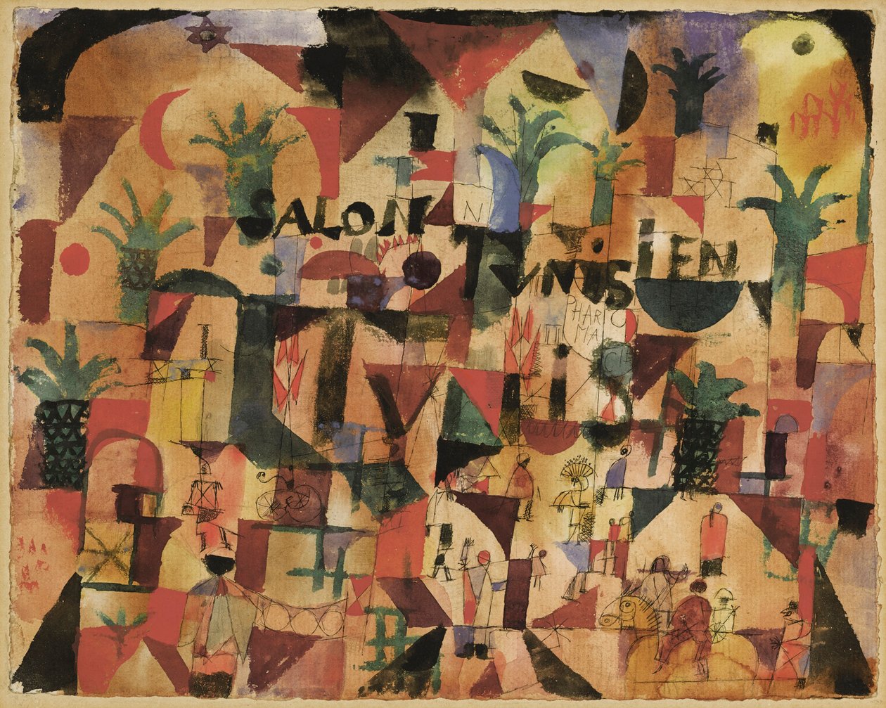 Tunéziai szalonforgalom a Boulevard Tunisban, 1918. alkotó: Paul Klee