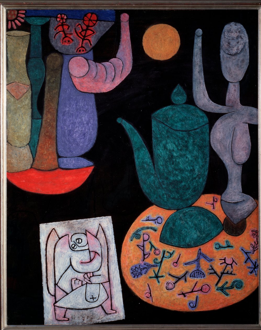 Csendélet a fekete háttér - festészet alkotó: Paul Klee