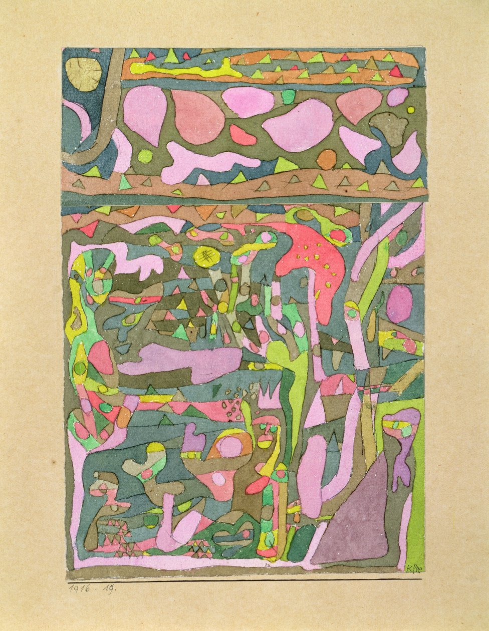 A nap felfedezi, hogy a színek világa már létezik, bonyolult kompozíció alkotó: Paul Klee
