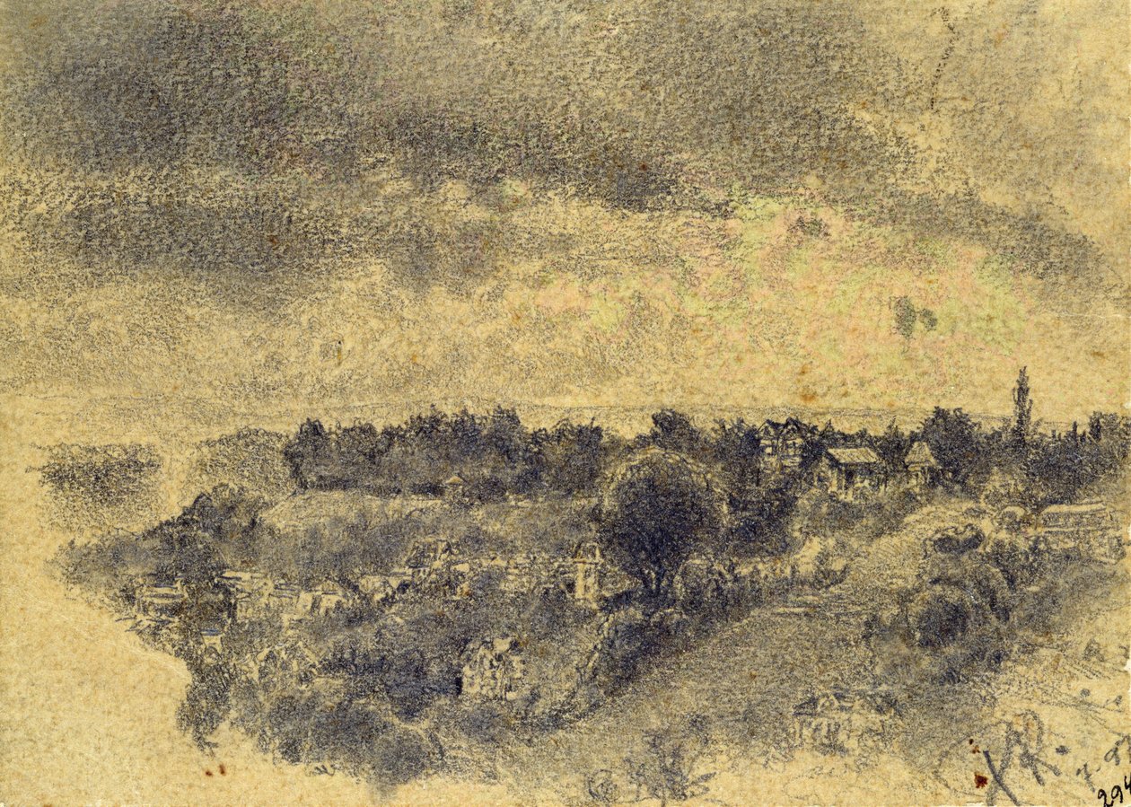 Cím nélkül (Berne, kilátás a Rosengartenre) 1897 (ceruza és ecset papíron) alkotó: Paul Klee