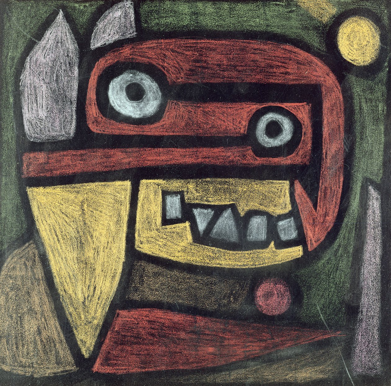 Untitled (Maszk: vadállat) 1939 körül (színes ceruza és színes paszta papíron) alkotó: Paul Klee