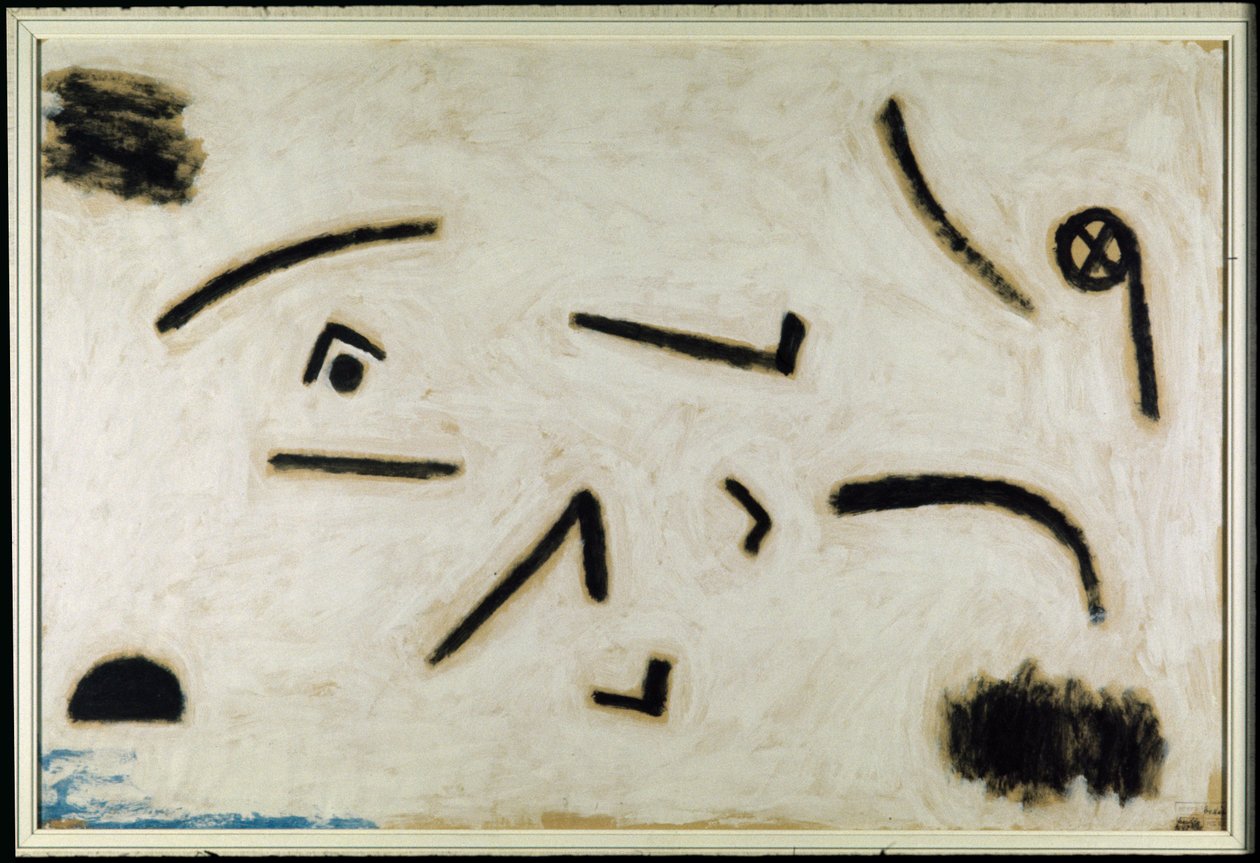 Cím nélkül (jelek fekete alapon), C.1940 (szín és ragasztó papíron) alkotó: Paul Klee