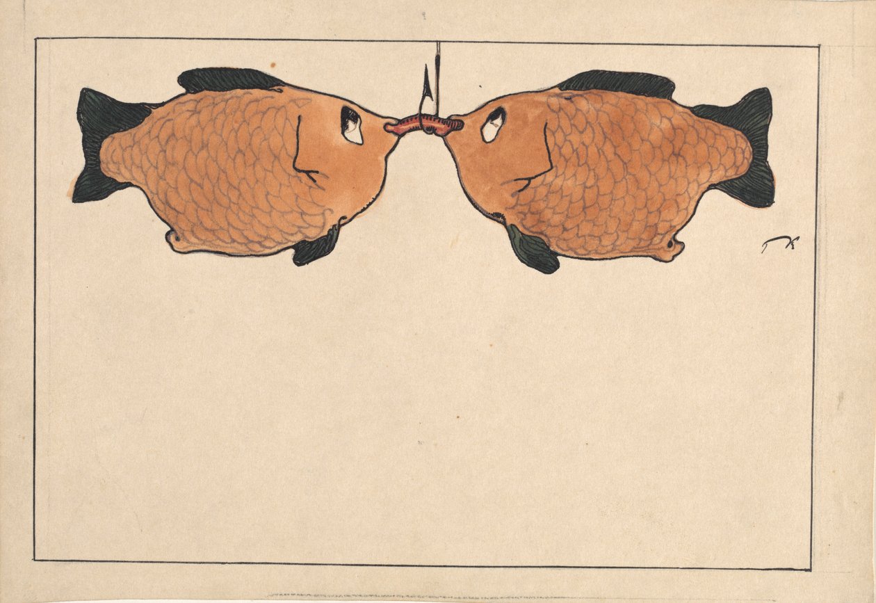 Untitled Két hal, egy horog, egy féreg, 1901. alkotó: Paul Klee