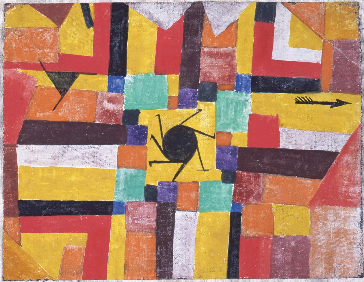 A forgó fekete nappal és a nyíllal, 1919. alkotó: Paul Klee