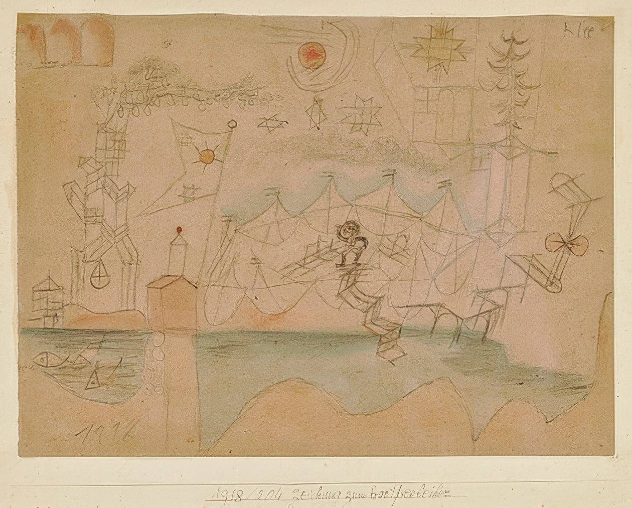 Rajz a csónakkölcsönző céghez. 1918, 204 alkotó: Paul Klee