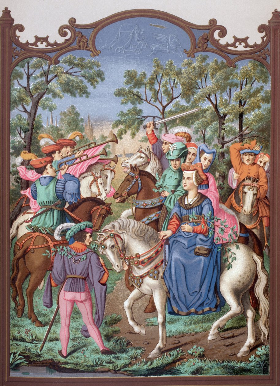 15. századi kastélyélet: A sétányon való indulás. alkotó: Paul Lacroix
