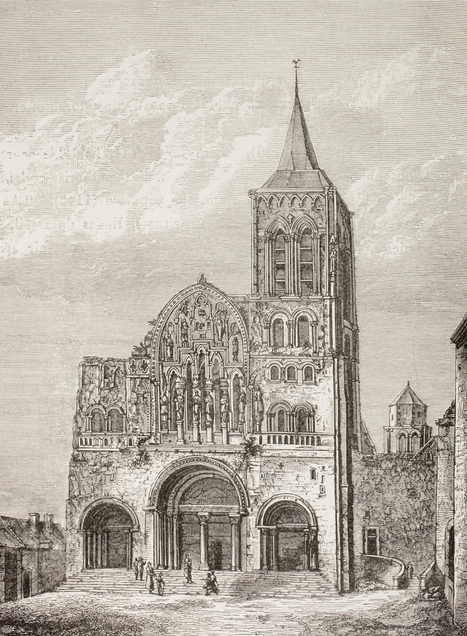 A Magdeléna apátsági templom, Vezelay, Franciaország, ahol Szent Bernát 1146-ban a második keresztes hadjáratot hirdette. alkotó: Paul Lacroix