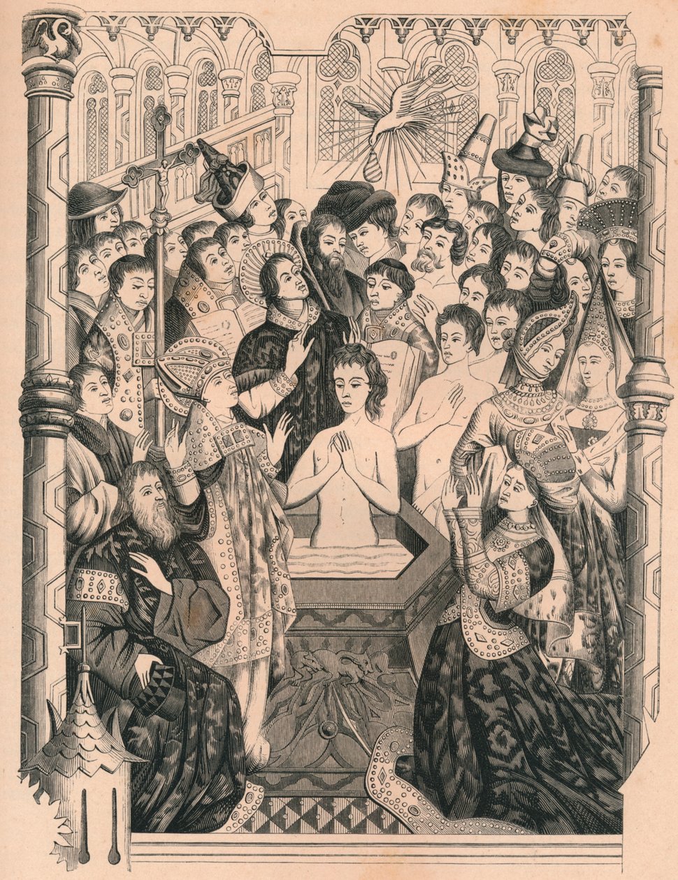 I. Clovis király megkeresztelkedése, 15. század, 1849. alkotó: Paul Lacroix