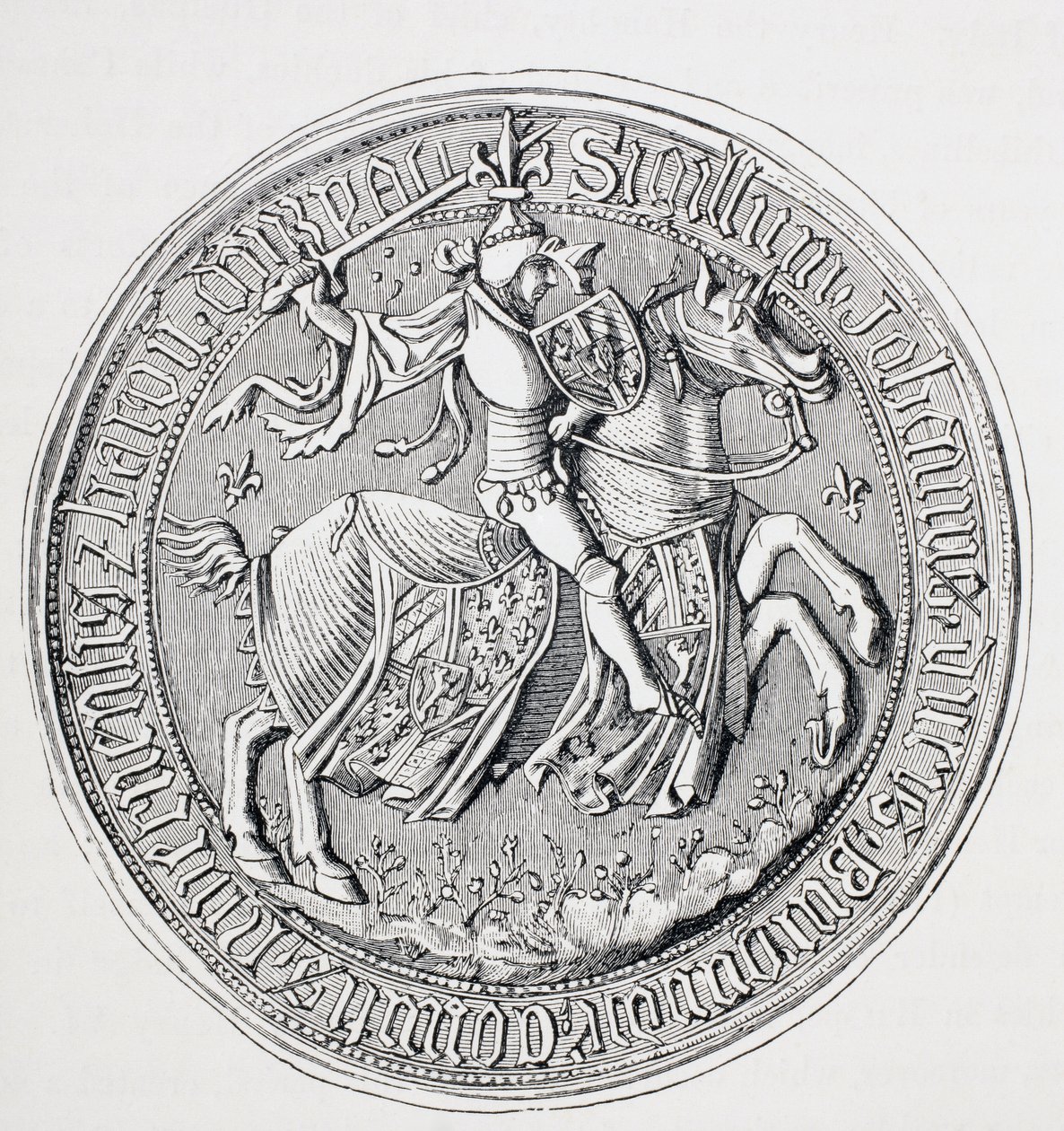 Ii. Jean, Burgundia hercege, Nevers grófja és Donzy bárója pecsétje 1371 - 1419. alkotó: Paul Lacroix