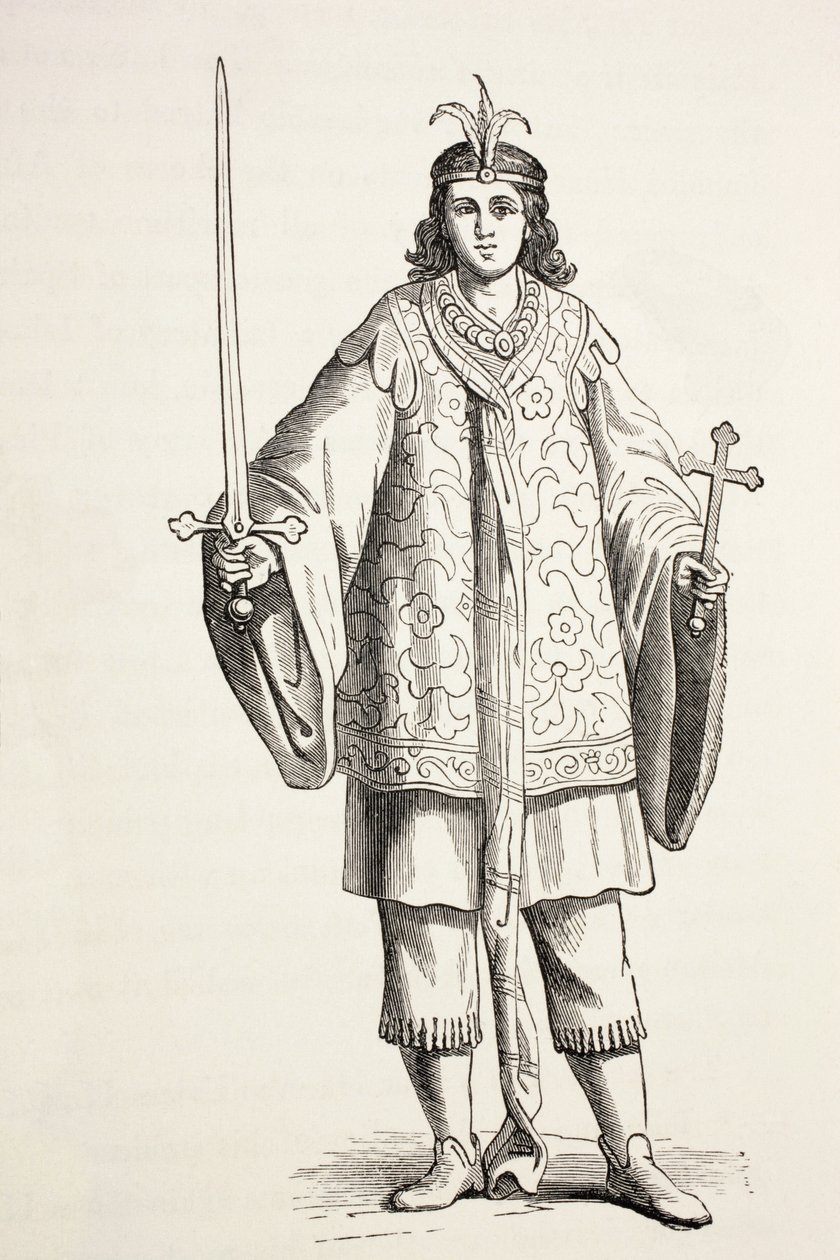 Prester John oldala. Prester Johnt Johannes presbiter néven is ismerték. alkotó: Paul Lacroix