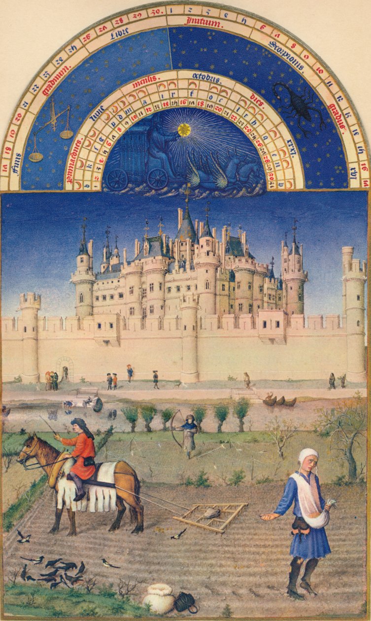 Október - Louvre, 15. század, 1939 alkotó: Paul Limbourg