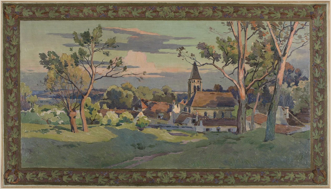 Vázlat a thaiföldi városházához: templomos falu, 1902 körül (olaj, vászon) alkotó: Paul Léon Felix (attr. to) Schmitt