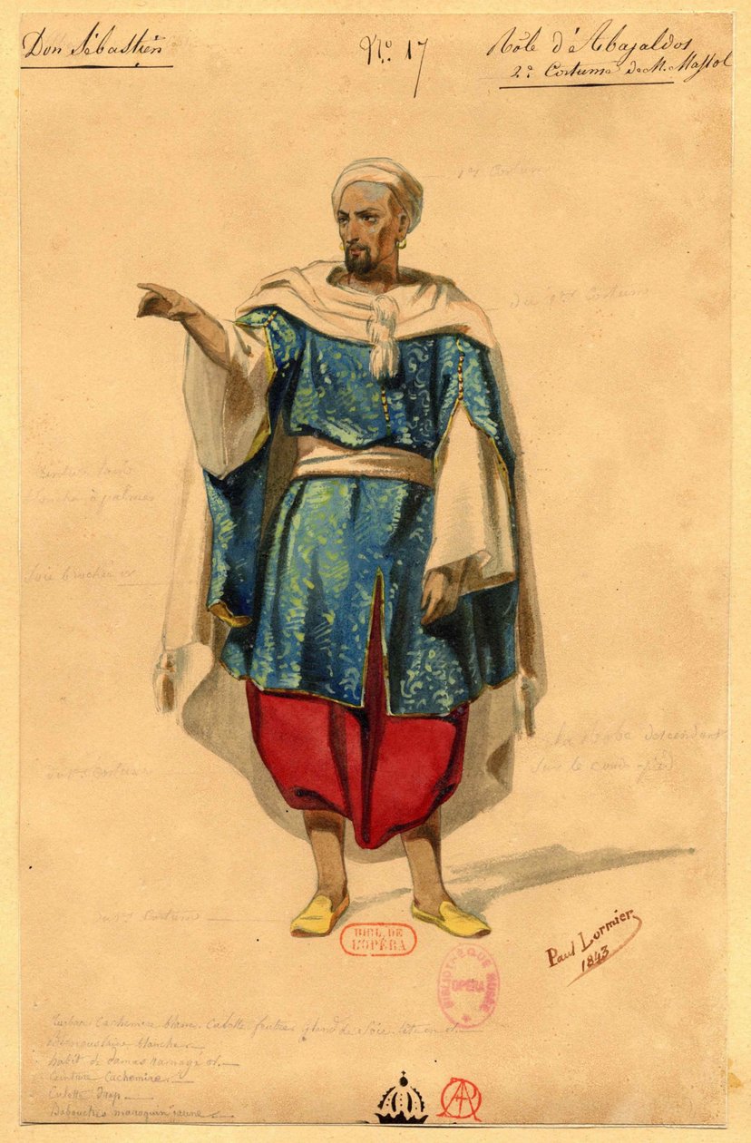 Abayaldos. A Dom Sébastien, Roi de Portugal, 1843-as opera jelmezterve. alkotó: Paul Lormier