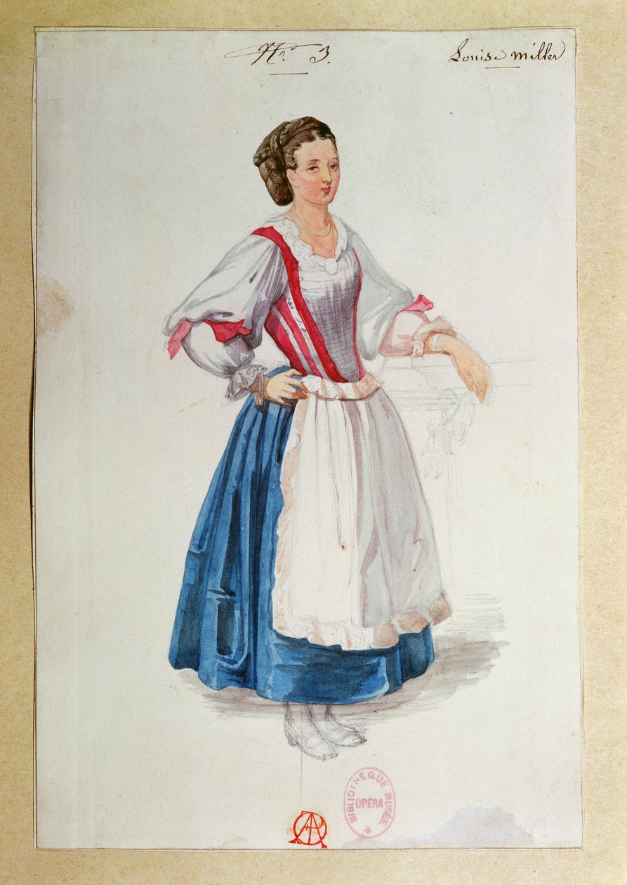 Giuseppe Verdi Luisa Miller jelmeze, vázlat alkotó: Paul Lormier