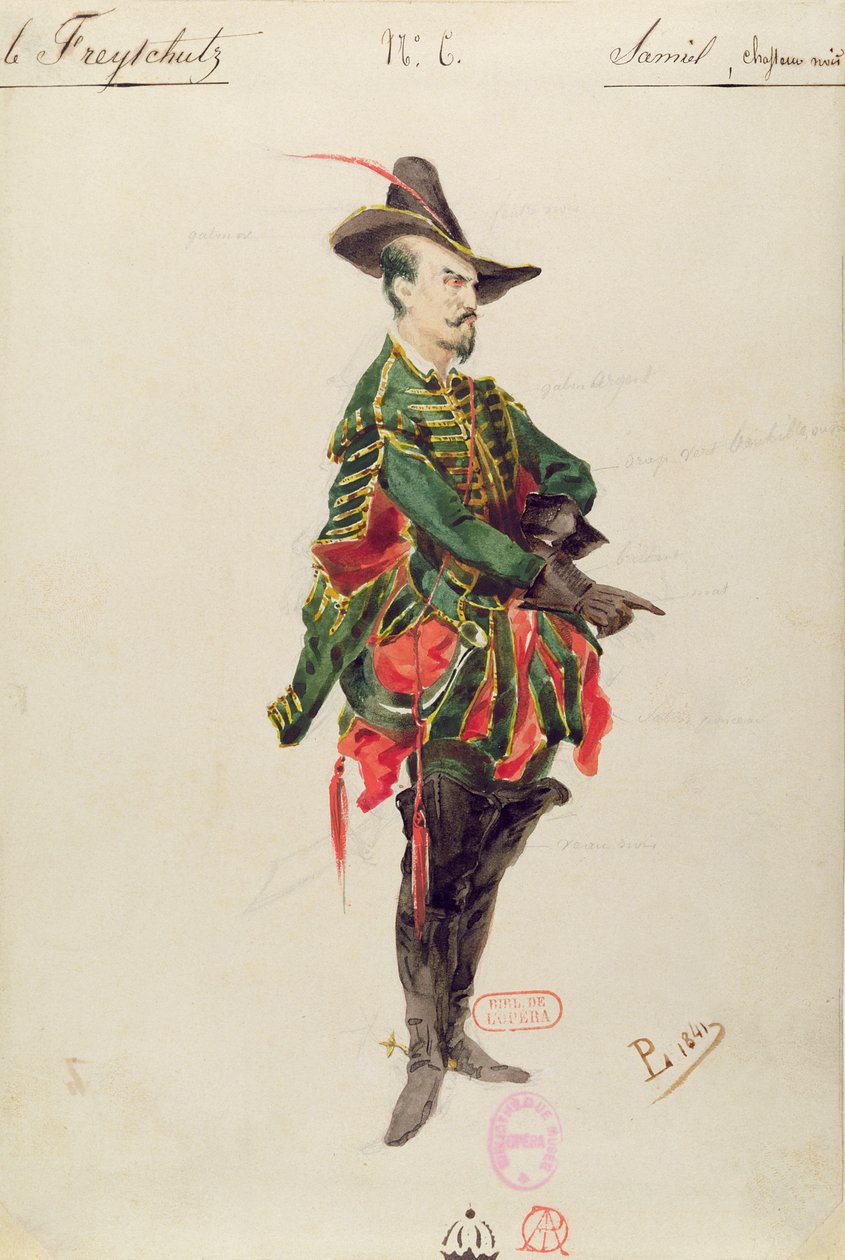 Samiel vadász jelmeze Carl Maria von Weber (1786-1826) "Der Freischutz" című operájához 1841 alkotó: Paul Lormier