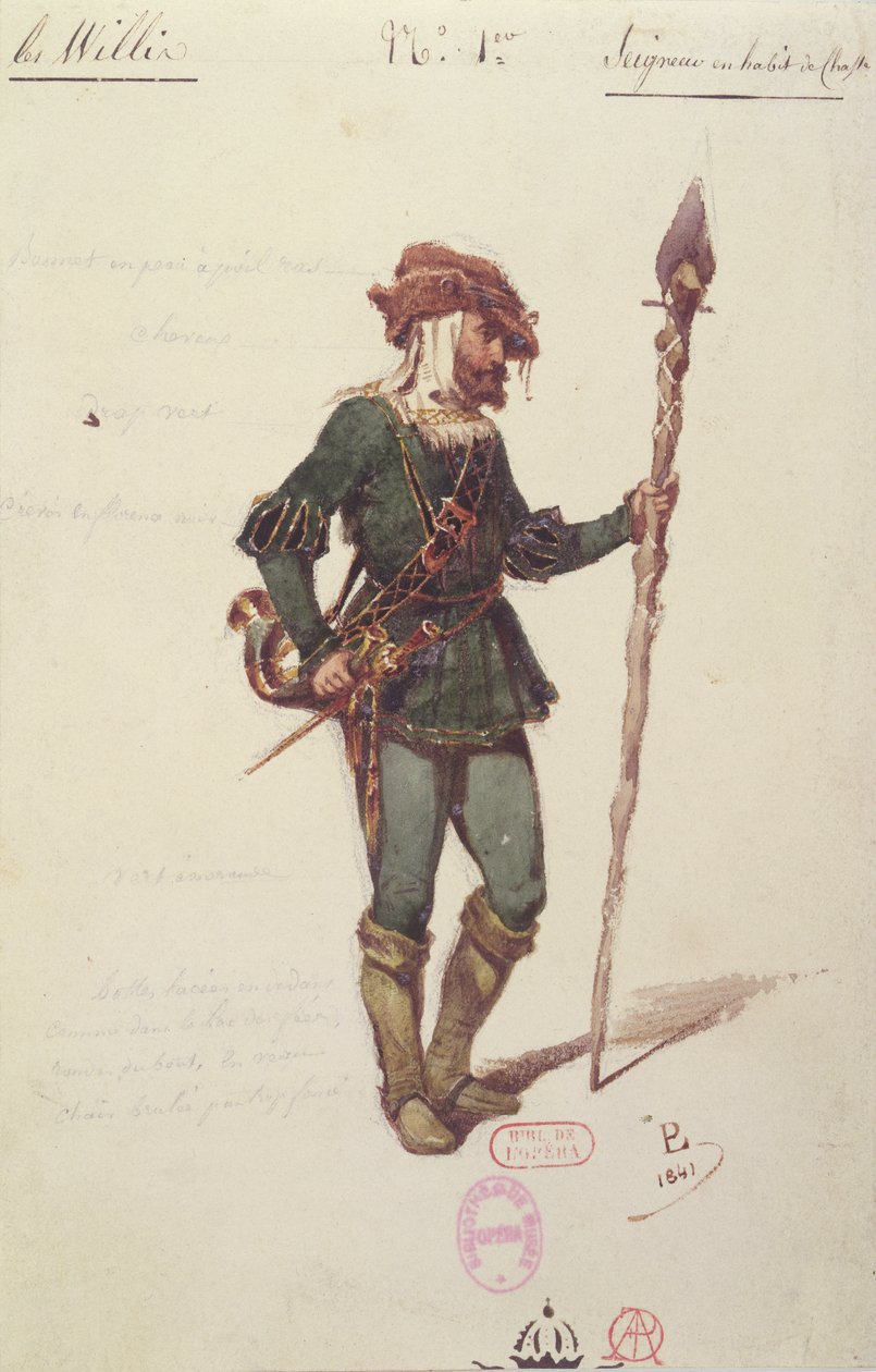 Adolphe Adam (1803-56) „Giselle” vadászjelmezterve 1841 körül alkotó: Paul Lormier