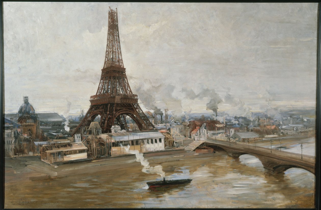 Az Eiffel-torony és a művek az 1889. januári világkiállításon, 1-1889-ben (olaj, vászon) alkotó: Paul Louis Delance