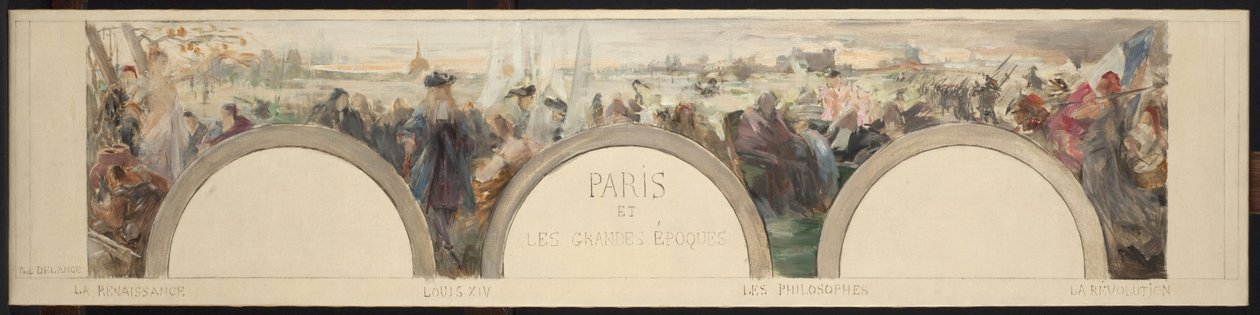 A párizsi Hôtel de ville de Paris előcsarnokának vázlata: Párizs és a nagy korszakok alkotó: Paul Louis Delance