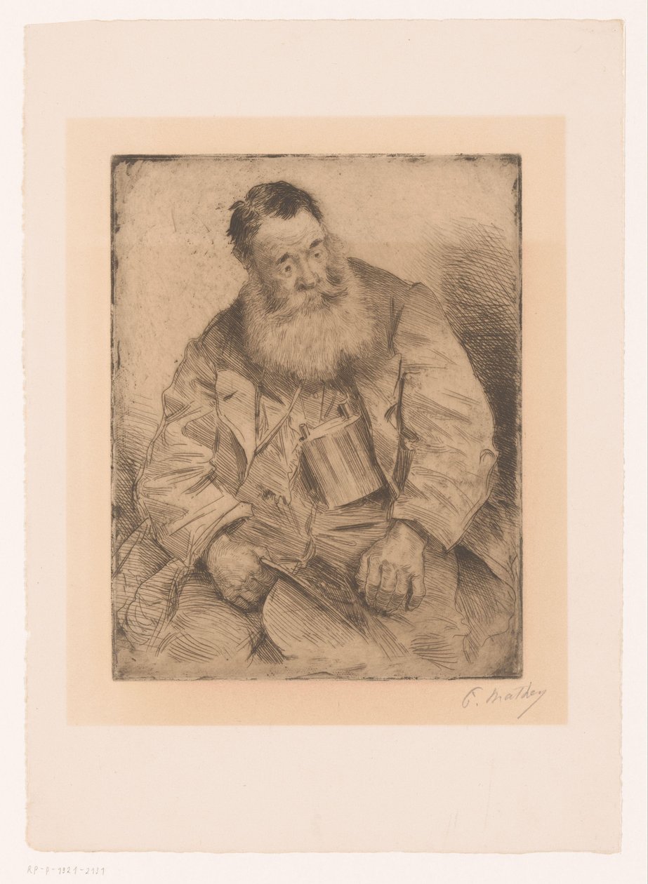 Egy ülő, szakállas férfi portréja alkotó: Paul Mathey (signed by artist)