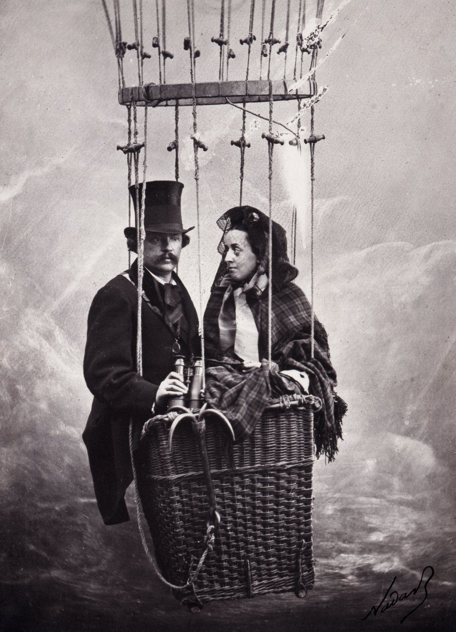 Paul Nadar és felesége a léggömb kosarában (hőlégballon) (f/w fotó) alkotó: Paul Nadar