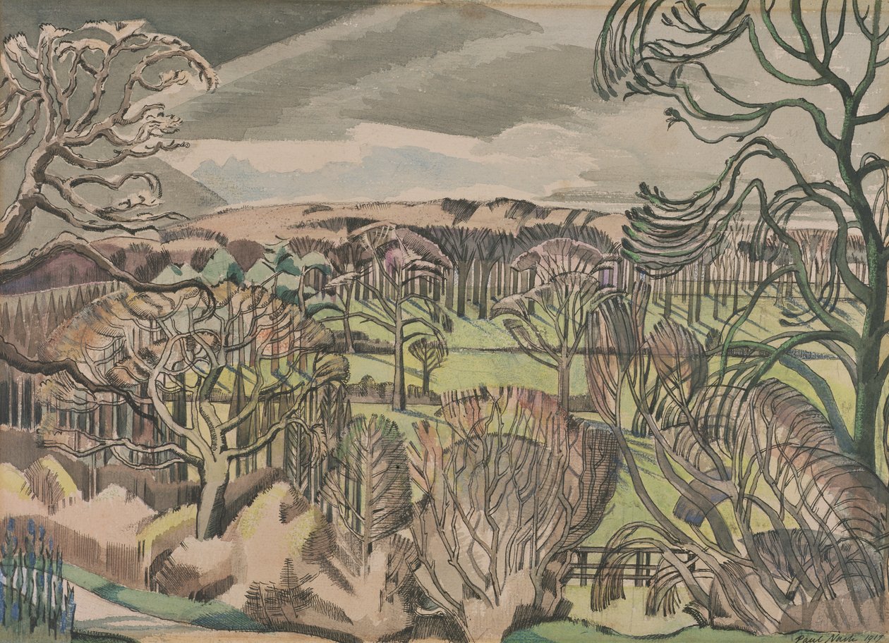 Táj Fulmerben, Buckinghamshire-ben alkotó: Paul Nash