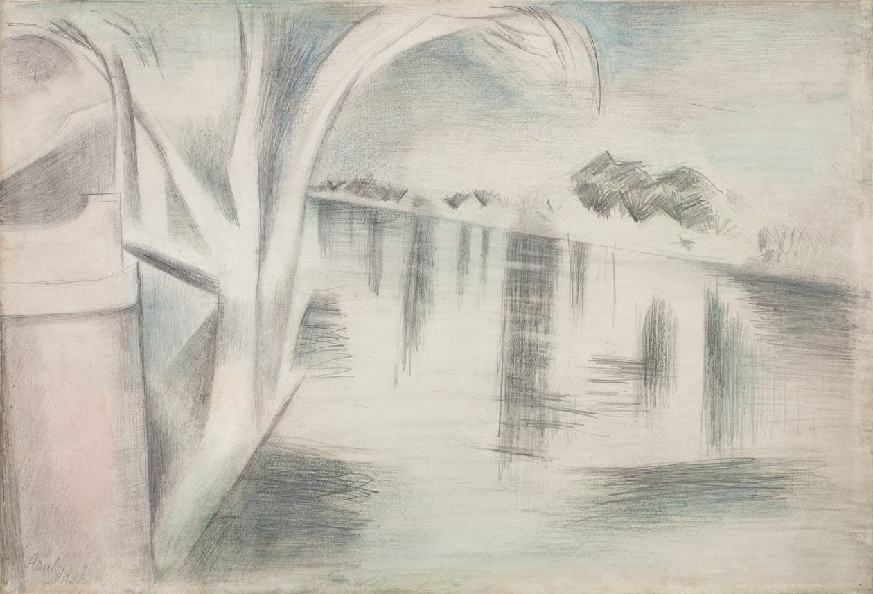 Folyó és fák alkotó: Paul Nash