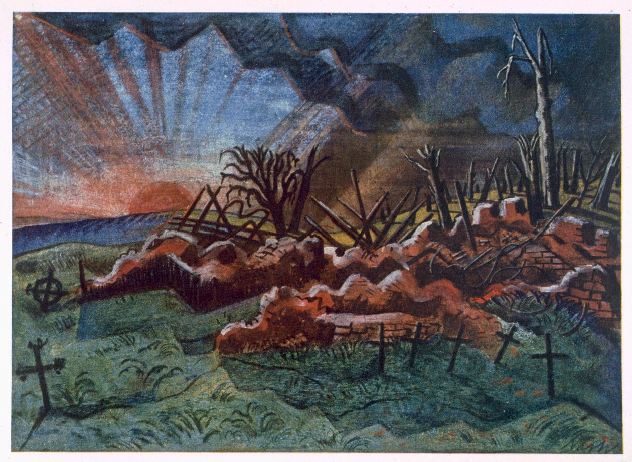 Sunrise, Ruins of a Hospice, Wytschaete északnyugati részén, 1917-ben bombázások pusztították el, a British Artists at the Front, A nyugati front folytatása, harmadik rész, Paul Nash alkotó: Paul Nash