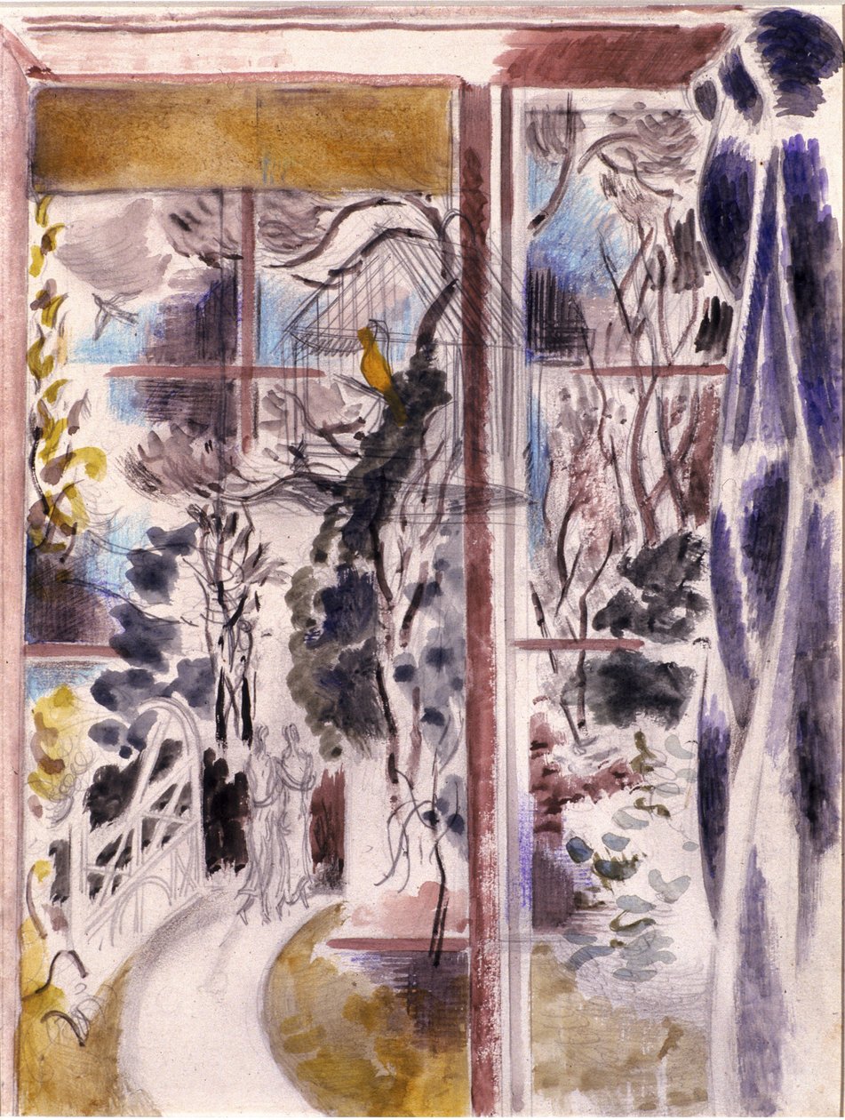 Ablak Idenben (ceruza és akvarell szőtt papíron) alkotó: Paul Nash