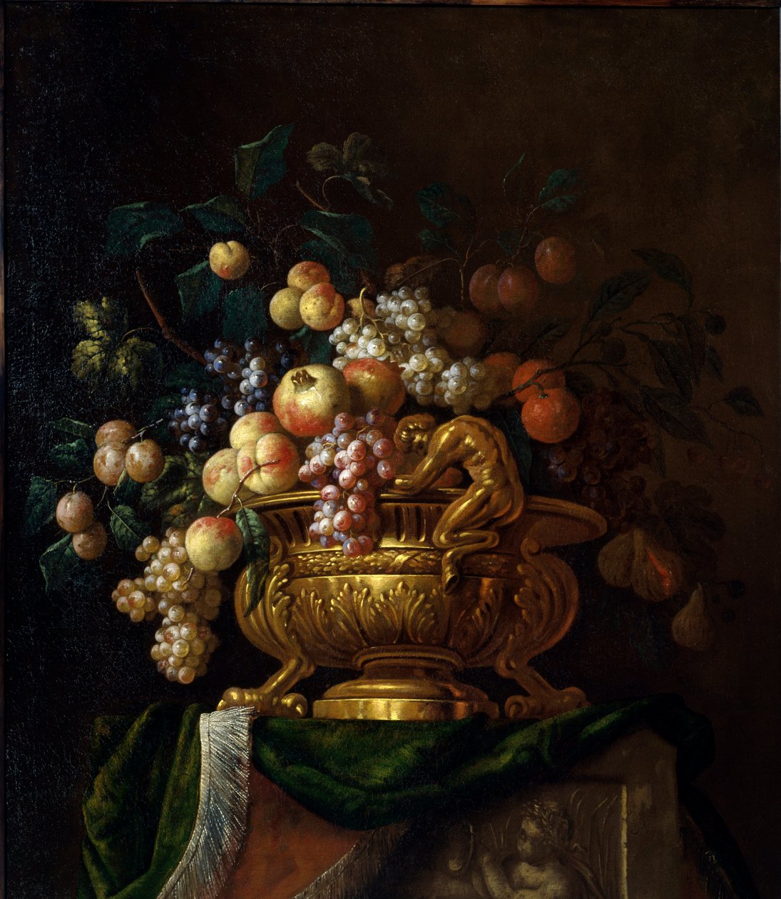Csendélet vázával és gránátokkal. Pillement Pál festménye XVII. század. Rouen, Musee des Beaux Arts. alkotó: Paul Pillement
