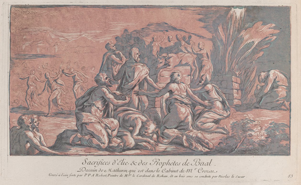 Illés áldozatra hívja a prófétát, kb. 1729., kb. 1729. alkotó: Paul Ponce Antoine Robert