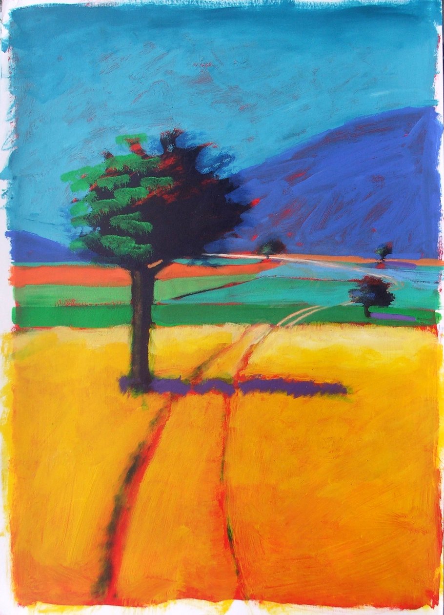 Blue Hill (akril a kártyán) alkotó: Paul Powis
