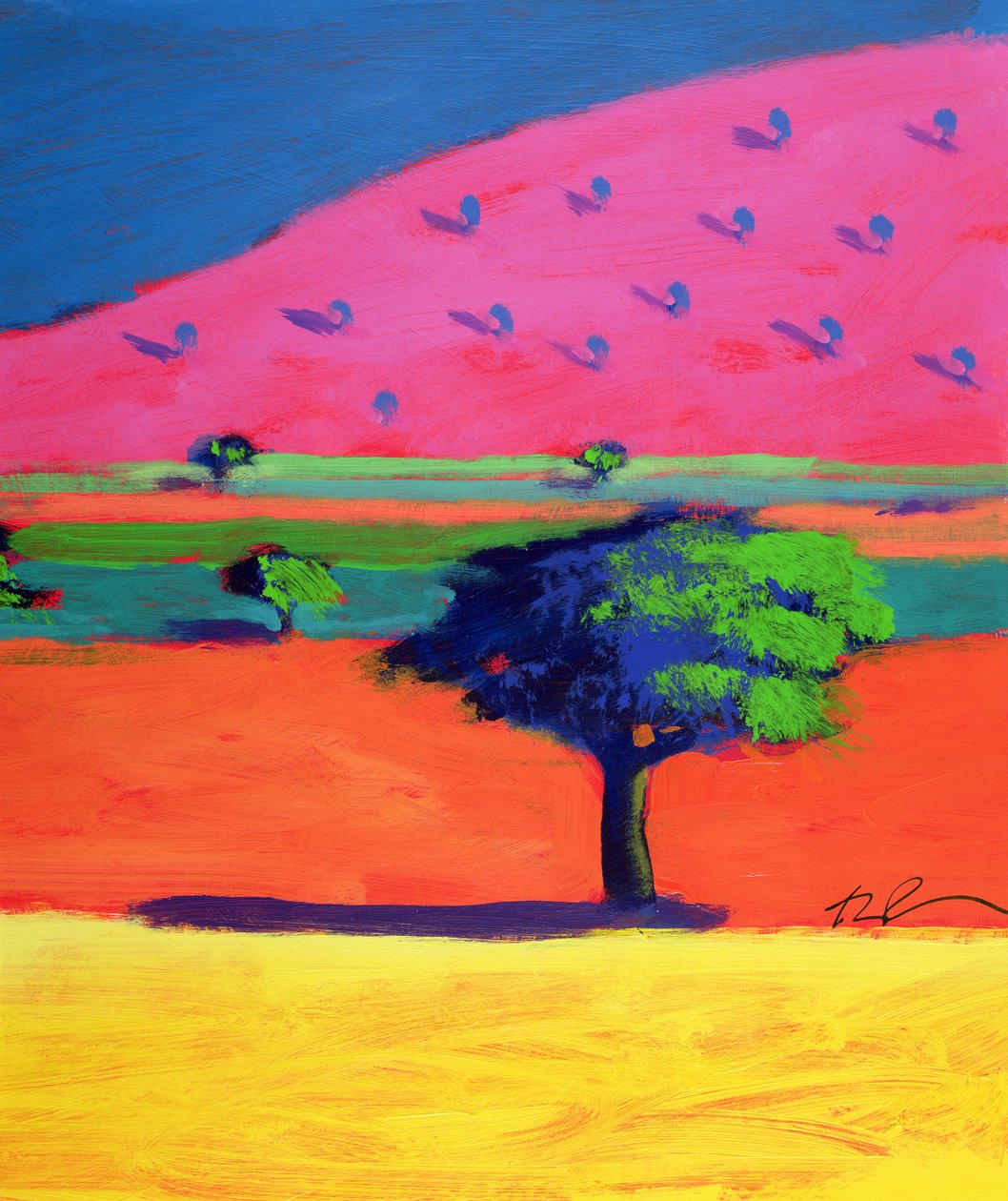 Pink Hill (akril a kártyán) alkotó: Paul Powis